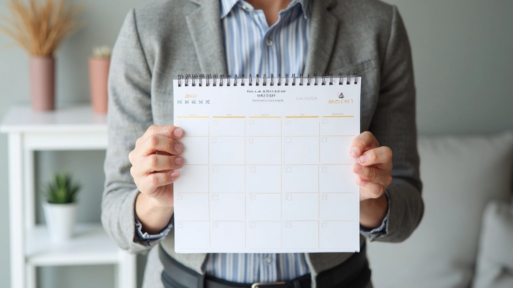 Kalender met wekelijkse review markering, professioneel planningsysteem